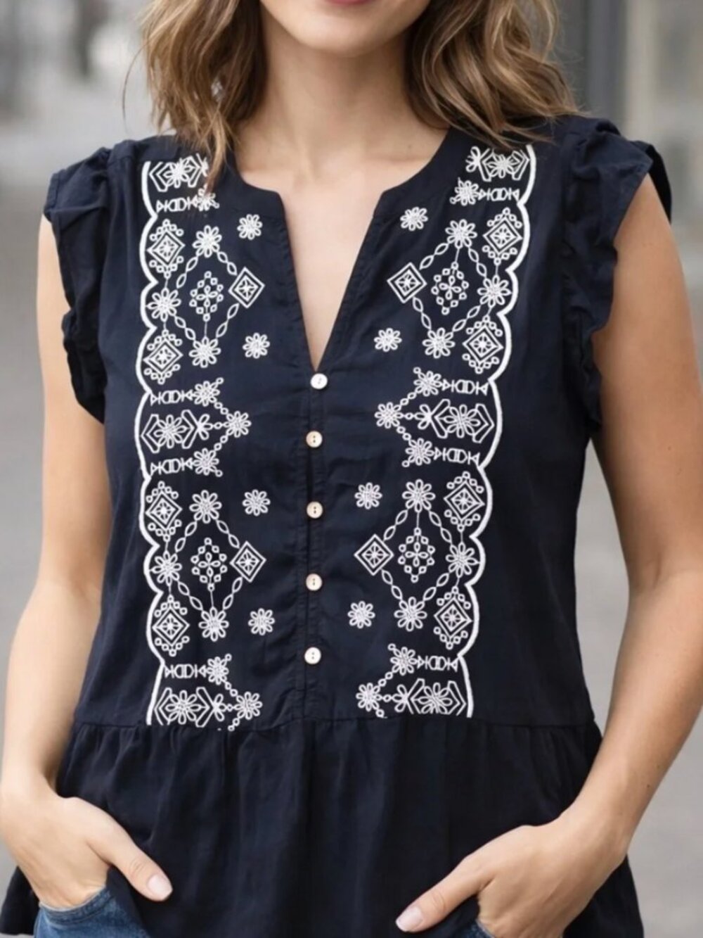 Lucky Brand Embroidered Top